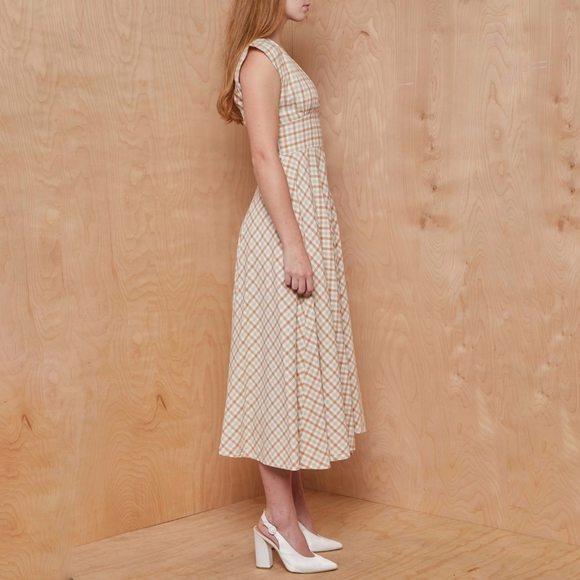 SELVA \ NEGRA Checkered Midi Dress | Size 2 - Picture 3 of 13